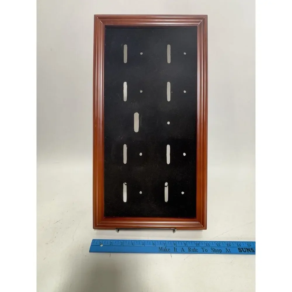 10 Belt Buckle Display Case Wall Mount Cherry Finish Black Velvet Shadow Box
